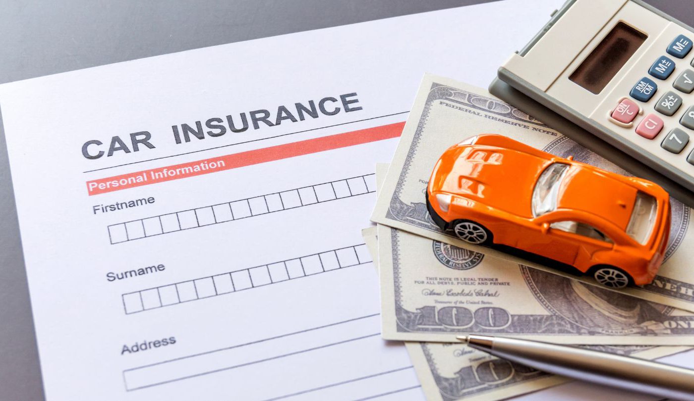 Car Insurance Form With Money, Car, And Calculator