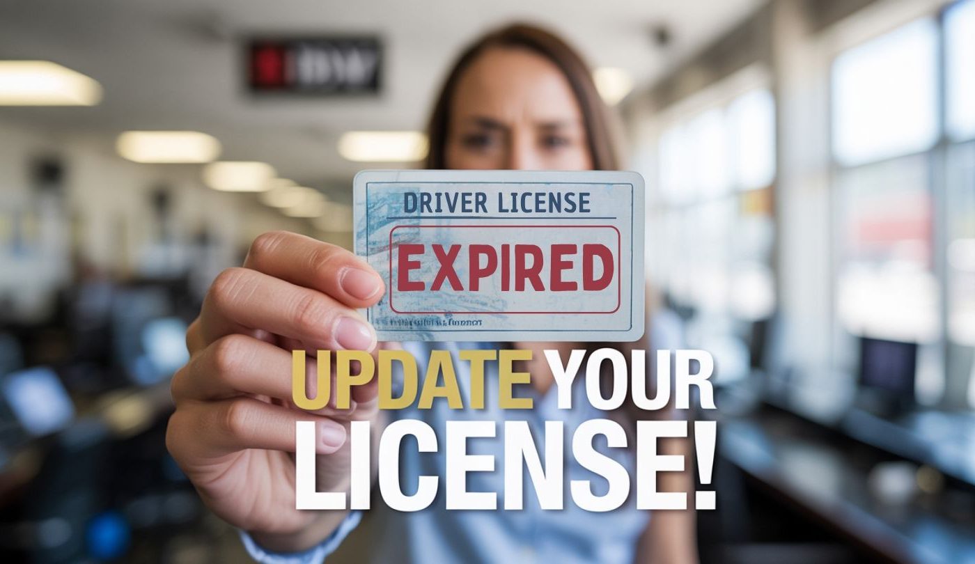 Woman Holding Expired Driver License